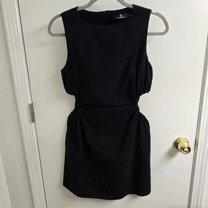 LILLUSORY Black Sleeveless Dress, Open Waist, Black, Size M
